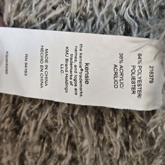 Kensie Beige Long Open Front Cardigan Eyelash Soft Fuzzy Sweater Size L Womens - Picture 4 of 11